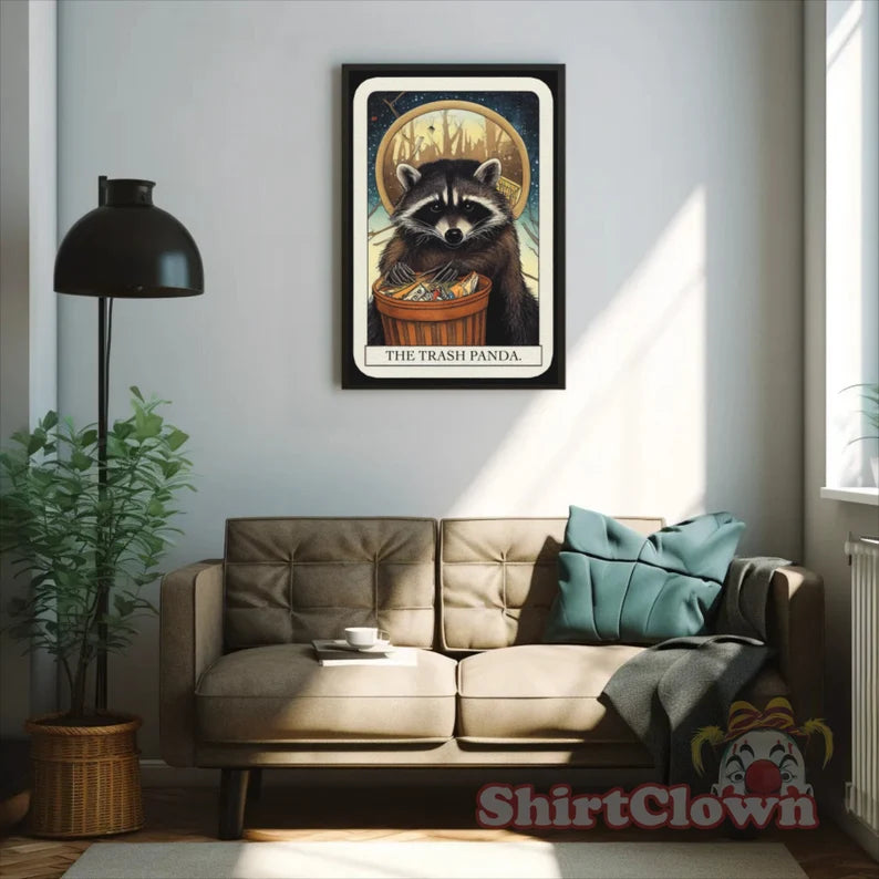 Trash Panda Tarot Card Art Print | Raccoon Poster | Tarot Card Wall Art | Trash Panda Gift