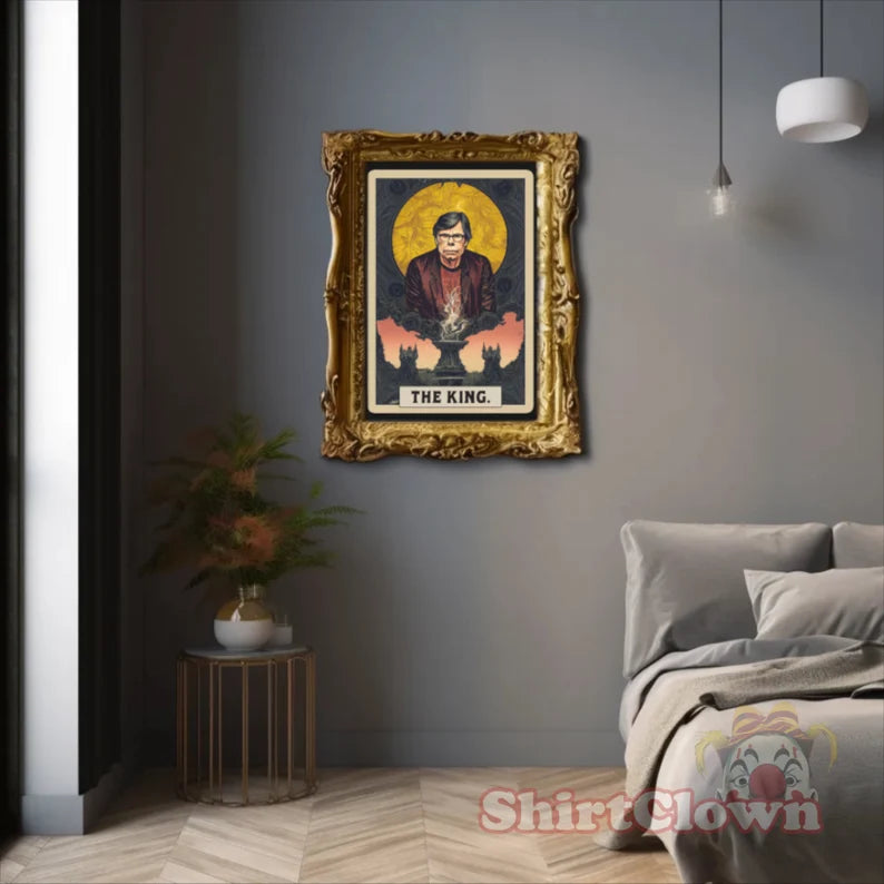 Stephen King Tarot Card Art Print | The King Tarot Poster | Horror Wall Art | Author Writer Reader Gift Decor