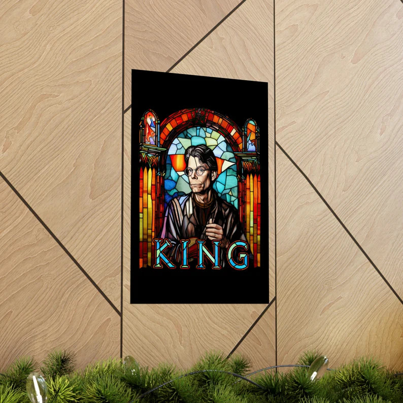 Stephen King Stained Glass Art Print | The King Poster | Horror Wall Art | Author Writer Reader Gift Decor