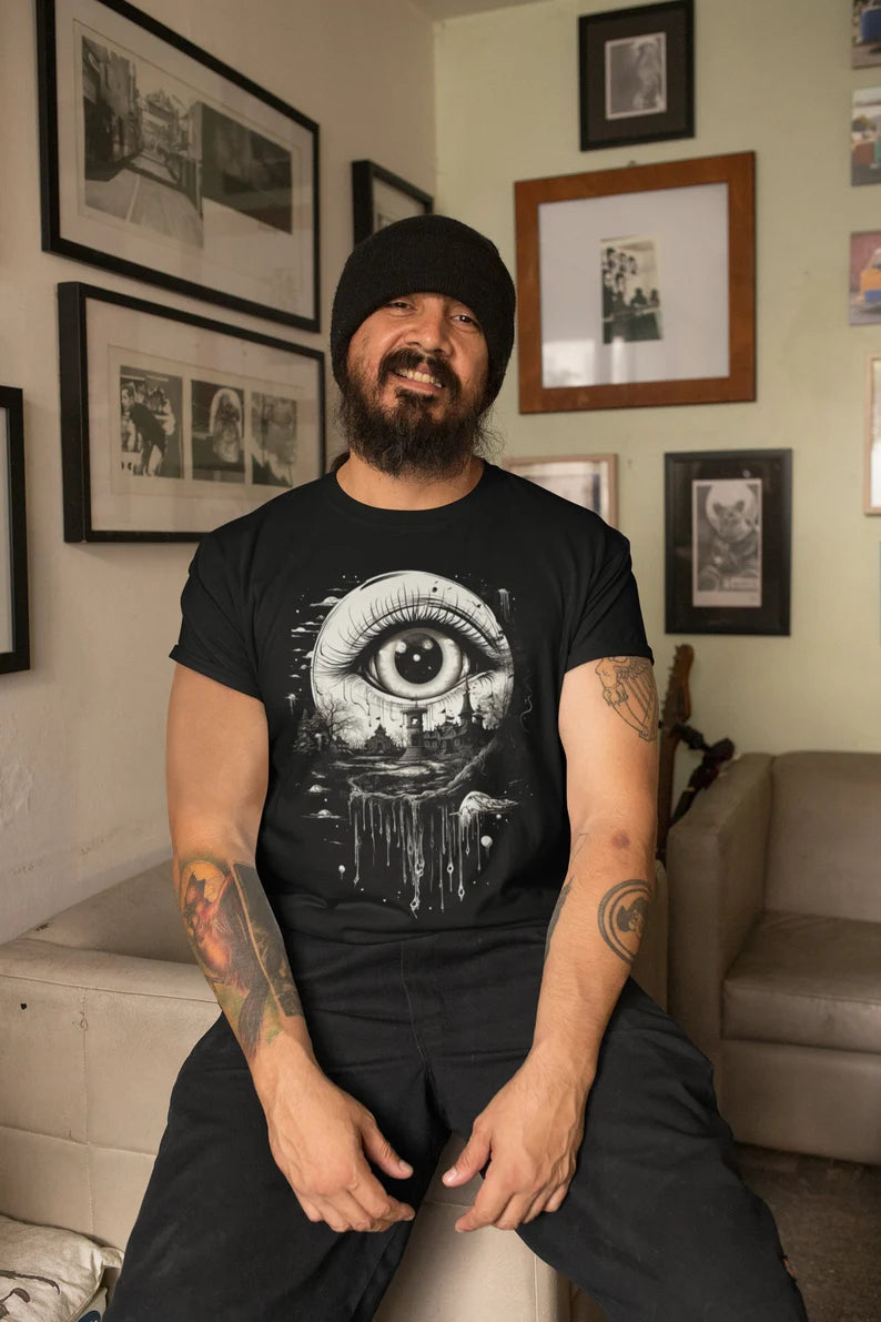 Weirdcore Eyeball T-Shirt | Surreal Weirdo Aesthetic | Trippy Alt Clothing | Grunge Clothes | Harajuku Punk | Rave Gear | Psychedelic