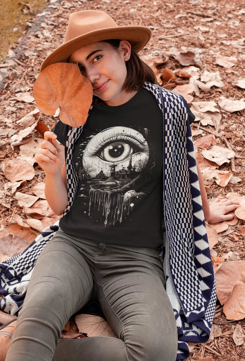 Weirdcore Eyeball T-Shirt | Surreal Weirdo Aesthetic | Trippy Alt Clothing | Grunge Clothes | Harajuku Punk | Rave Gear | Psychedelic