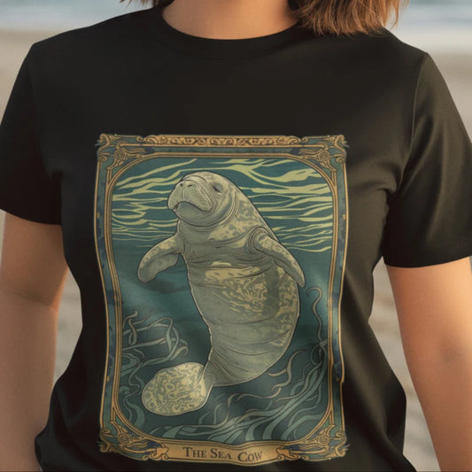 Manatee Tarot T-Shirt | Sea Cow Teeshirt | Nature Tee Shirt | Ocean lover tee | cute t-shirt | Cottagecore Style