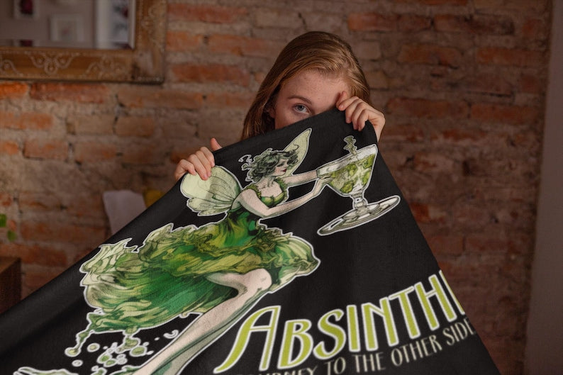 Absinthe Fairy Velveteen Plush Blanket | Cottagecore Gift | Artwork | Decor | Goth | Throw Blanket