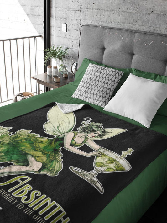 Absinthe Fairy Velveteen Plush Blanket | Cottagecore Gift | Artwork | Decor | Goth | Throw Blanket