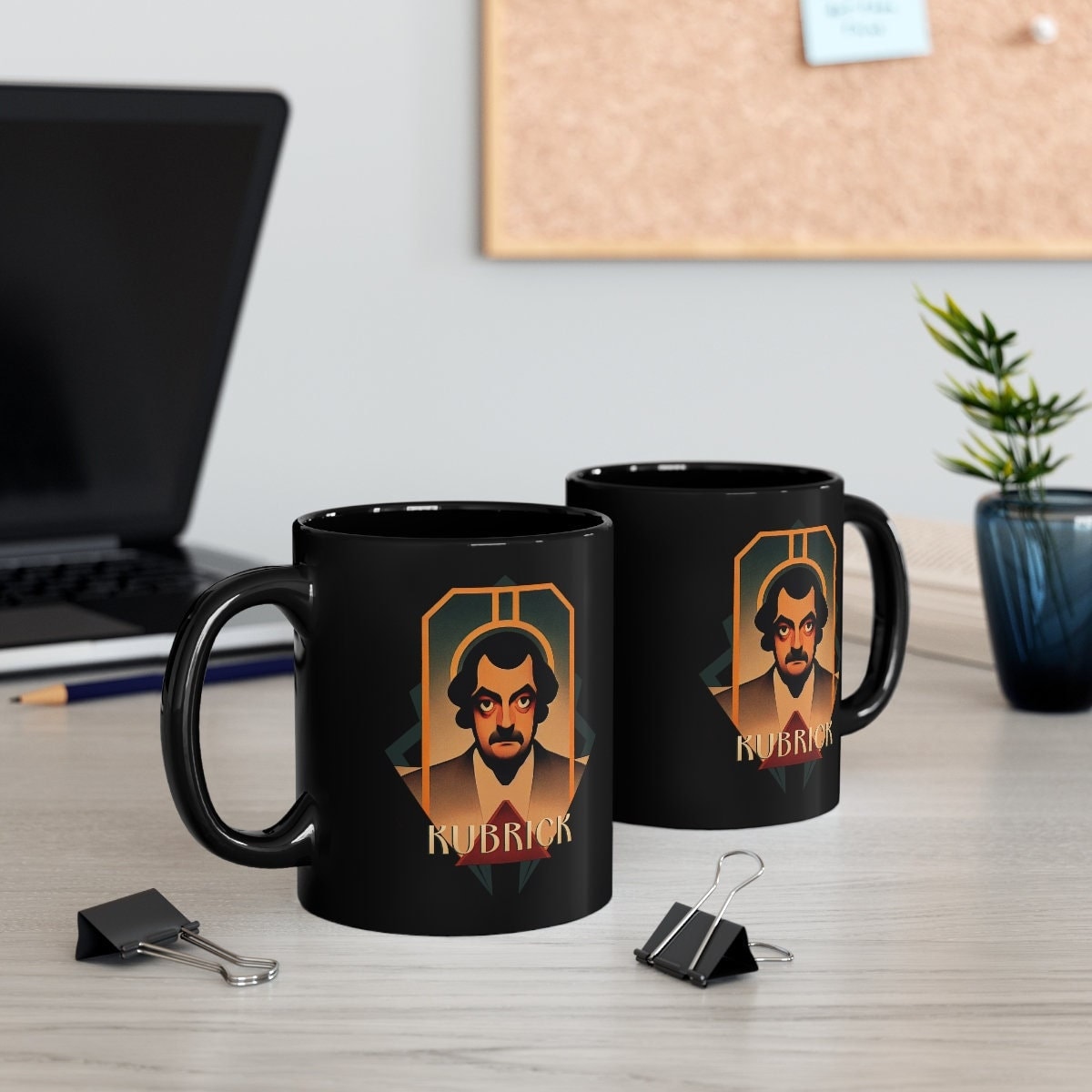 Stanley Kubrick Mug, Art Deco Film Director Coffee Cup, Cinema Gift for Movie Buffs
