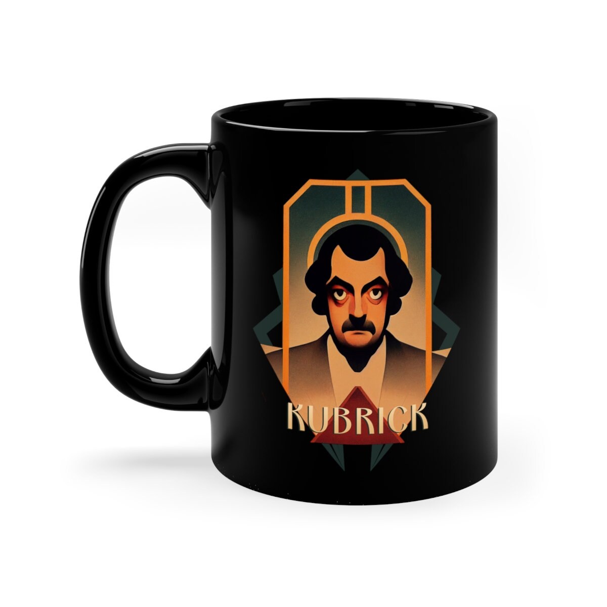 Stanley Kubrick Mug, Art Deco Film Director Coffee Cup, Cinema Gift for Movie Buffs