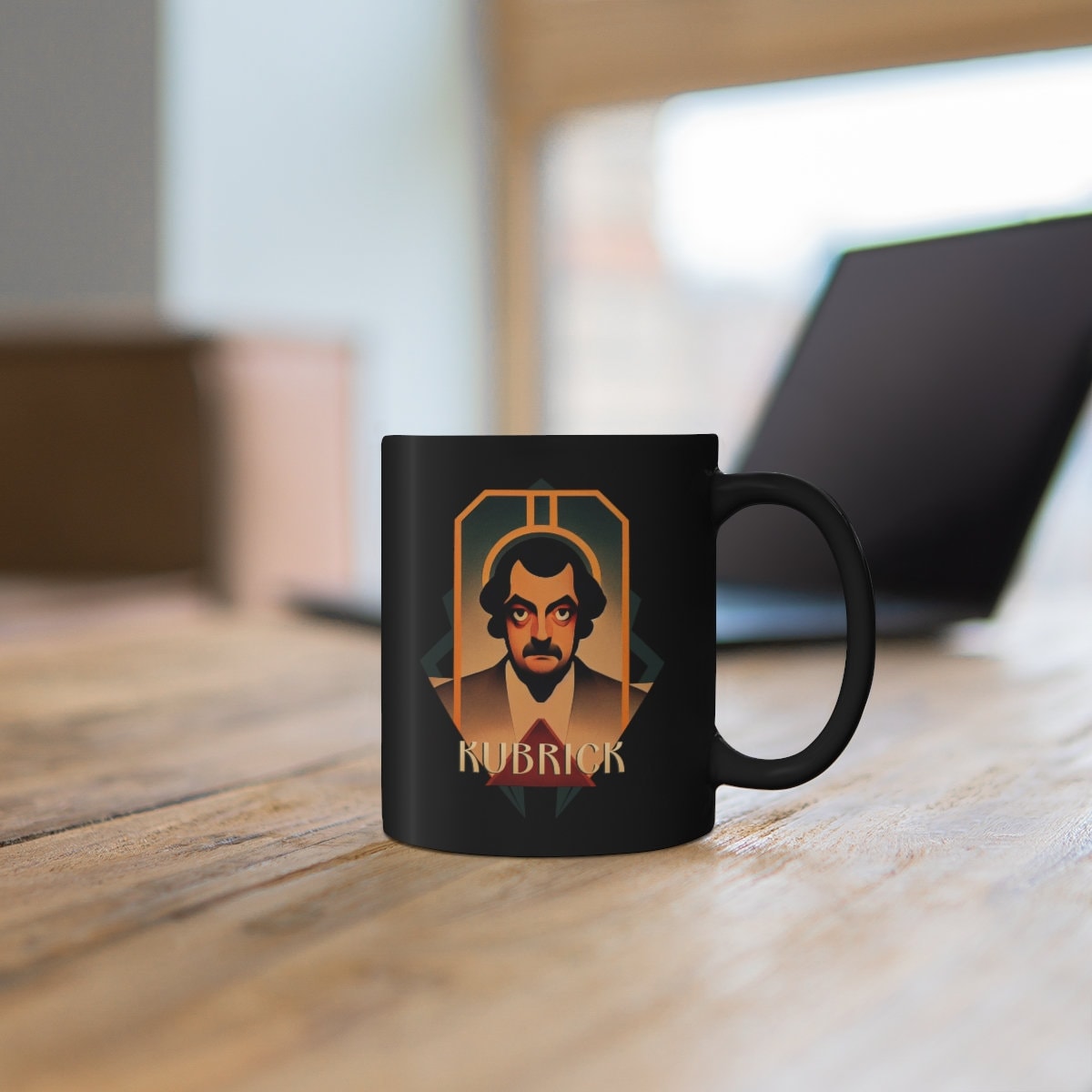 Stanley Kubrick Mug, Art Deco Film Director Coffee Cup, Cinema Gift for Movie Buffs