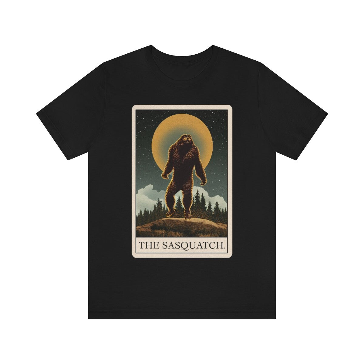 Bigfoot Shirt, Sasquatch Tarot Card T-Shirt, Cryptid Cryptozoology Tee, Bigfoot Gift for Believers