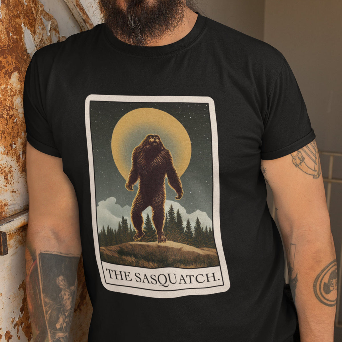Bigfoot Shirt, Sasquatch Tarot Card T-Shirt, Cryptid Cryptozoology Tee, Bigfoot Gift for Believers