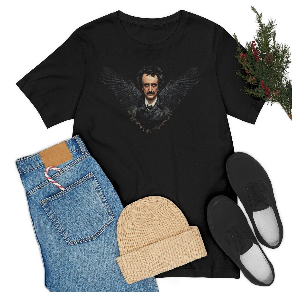 Edgar Allan Poe Shirt, Raven Tshirt, Nevermore Gothic Literature Tee, Dark Academia Writer Gift