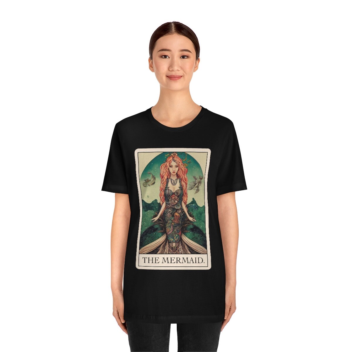 Mermaid Shirt, Siren Tarot Card T-Shirt, Dark Mermaidcore Tee, Cryptid Folklore Gift