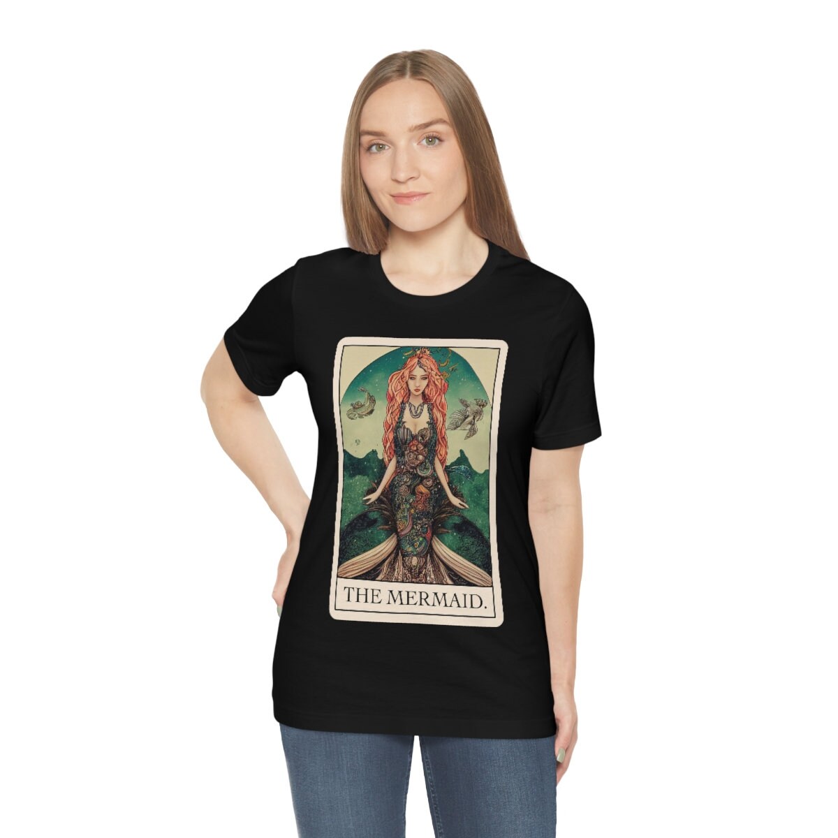 Mermaid Shirt, Siren Tarot Card T-Shirt, Dark Mermaidcore Tee, Cryptid Folklore Gift