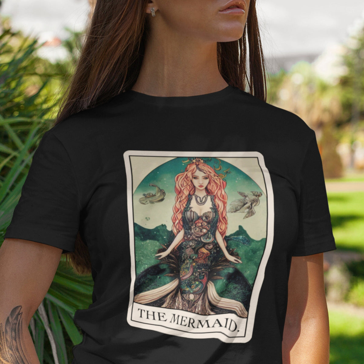 Mermaid Shirt, Siren Tarot Card T-Shirt, Dark Mermaidcore Tee, Cryptid Folklore Gift