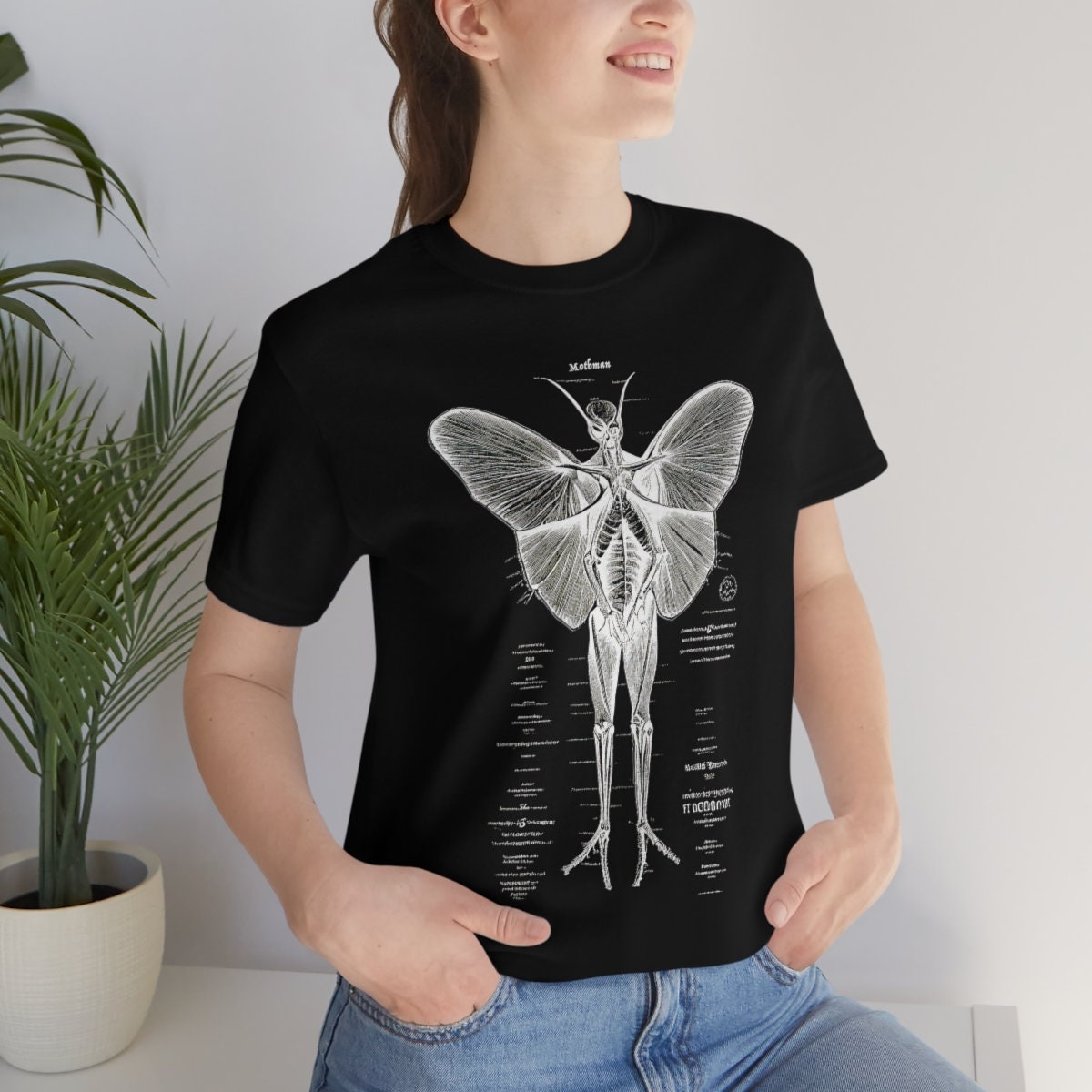 Cryptozoology Shirt, Mothman Arcane Anatomy Two Sided T-Shirt, Cryptid Monster Tee, Horror Gift