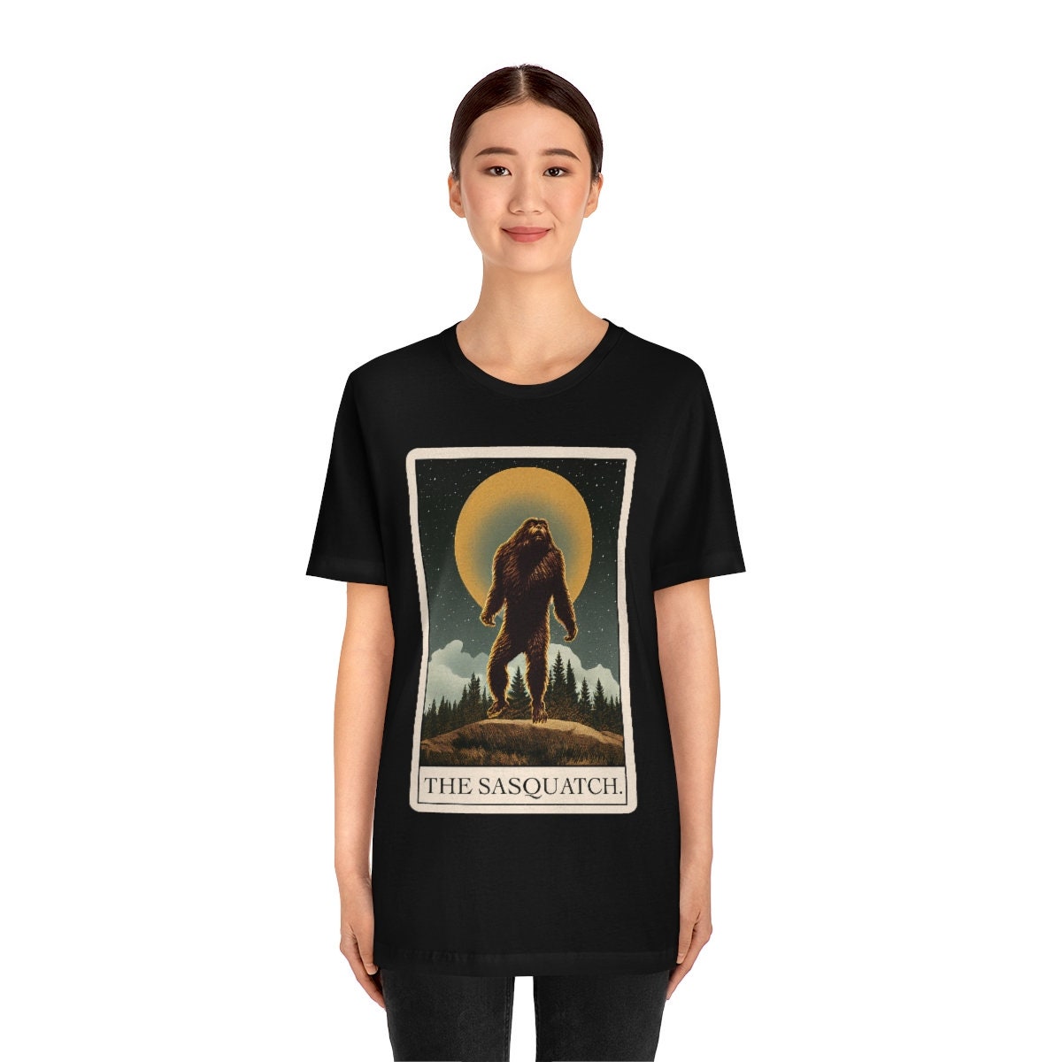 Bigfoot Shirt, Sasquatch Tarot Card T-Shirt, Cryptid Cryptozoology Tee, Bigfoot Gift for Believers