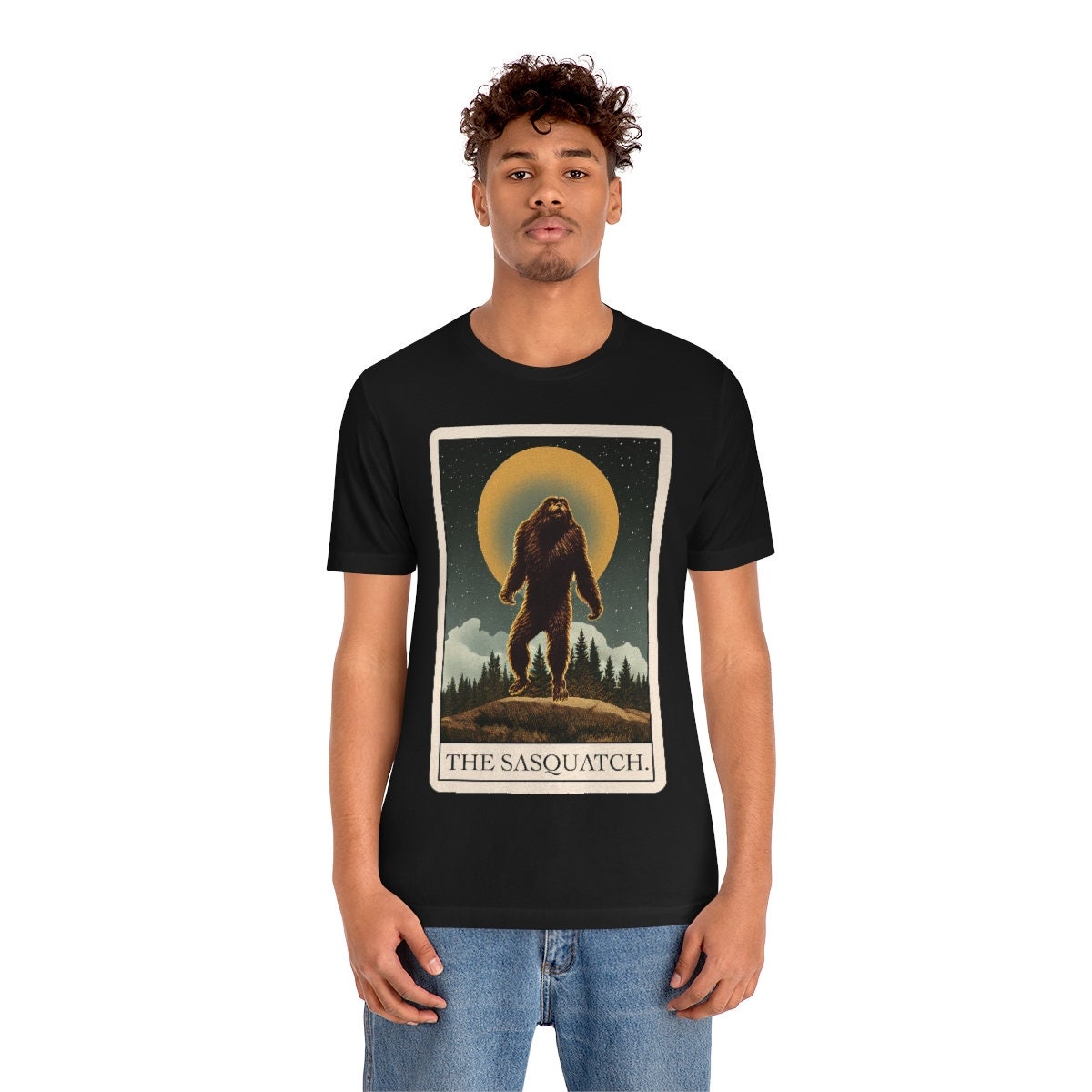 Bigfoot Shirt, Sasquatch Tarot Card T-Shirt, Cryptid Cryptozoology Tee, Bigfoot Gift for Believers