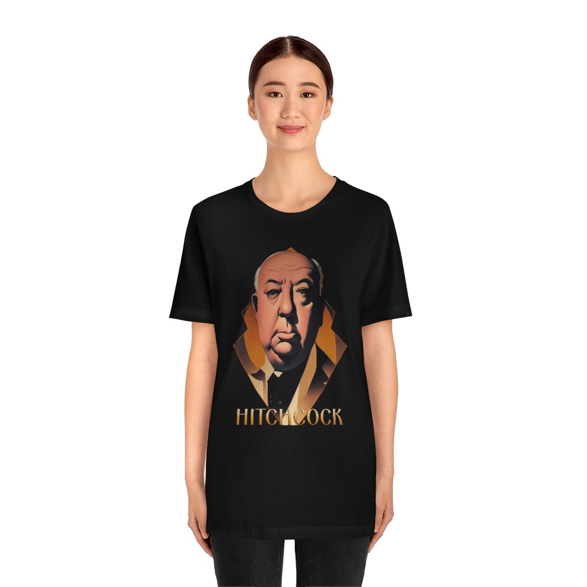 Classic Movie Shirt, Alfred Hitchcock Art Deco T-Shirt, Film Director Tee, Suspense Cinema Gift