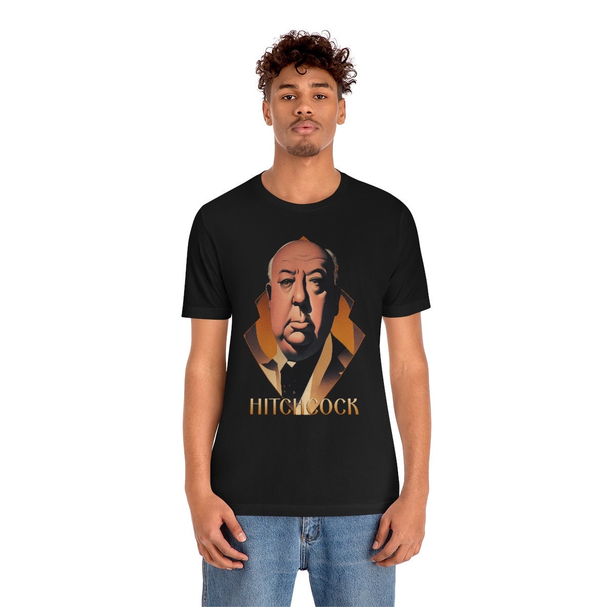 Classic Movie Shirt, Alfred Hitchcock Art Deco T-Shirt, Film Director Tee, Suspense Cinema Gift