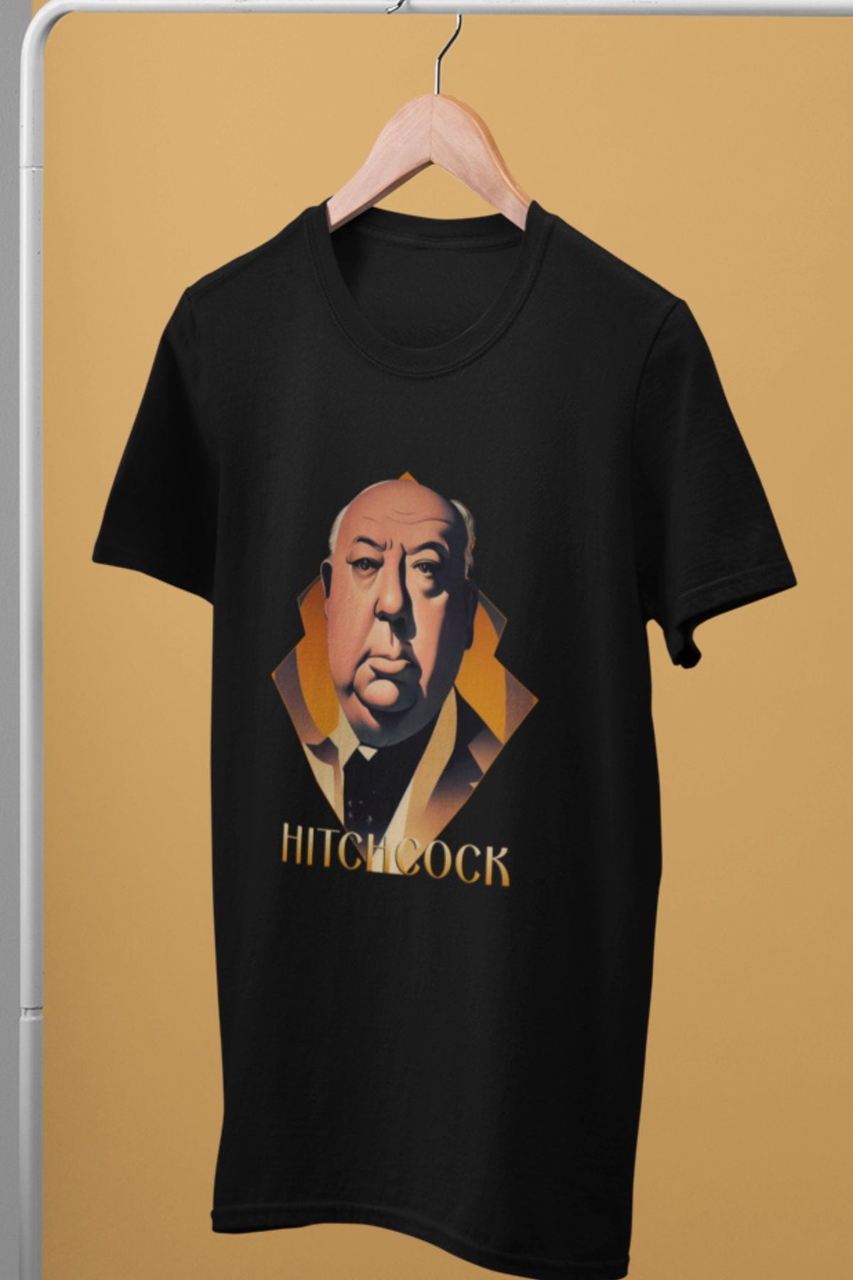 Classic Movie Shirt, Alfred Hitchcock Art Deco T-Shirt, Film Director Tee, Suspense Cinema Gift