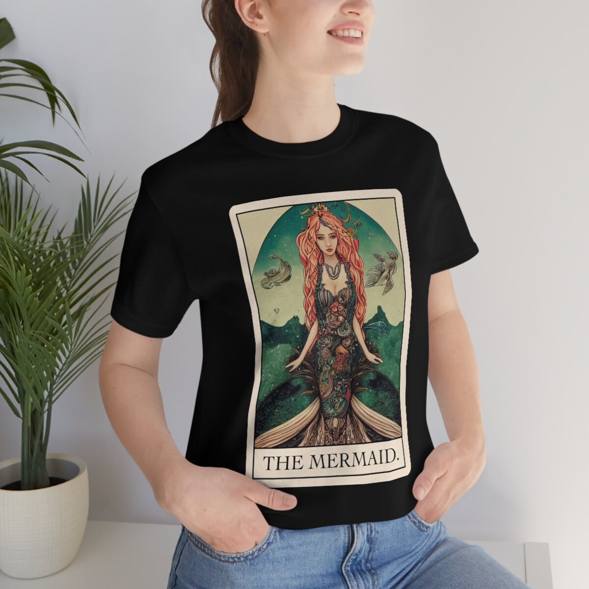 Mermaid Shirt, Siren Tarot Card T-Shirt, Dark Mermaidcore Tee, Cryptid Folklore Gift