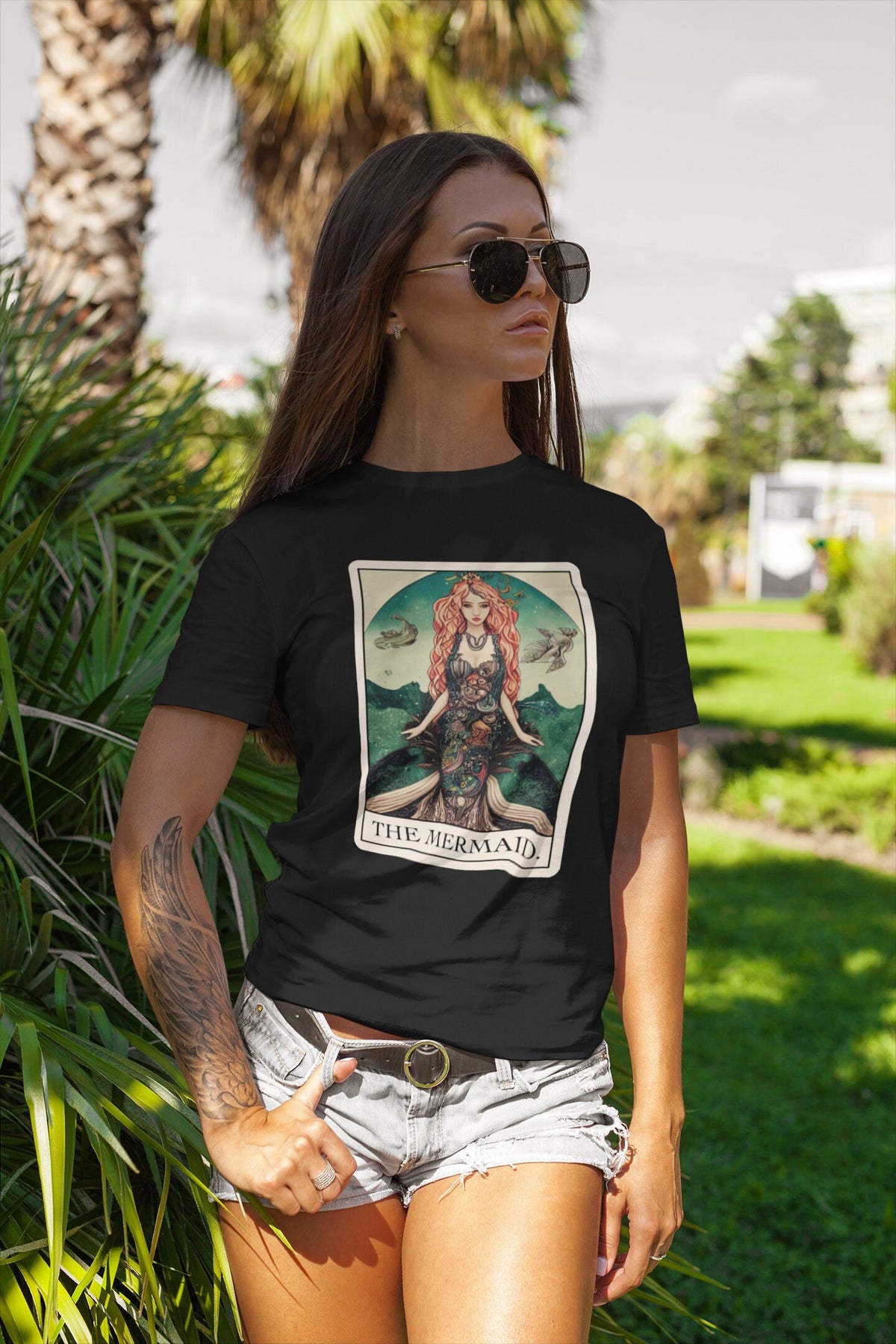 Mermaid Shirt, Siren Tarot Card T-Shirt, Dark Mermaidcore Tee, Cryptid Folklore Gift