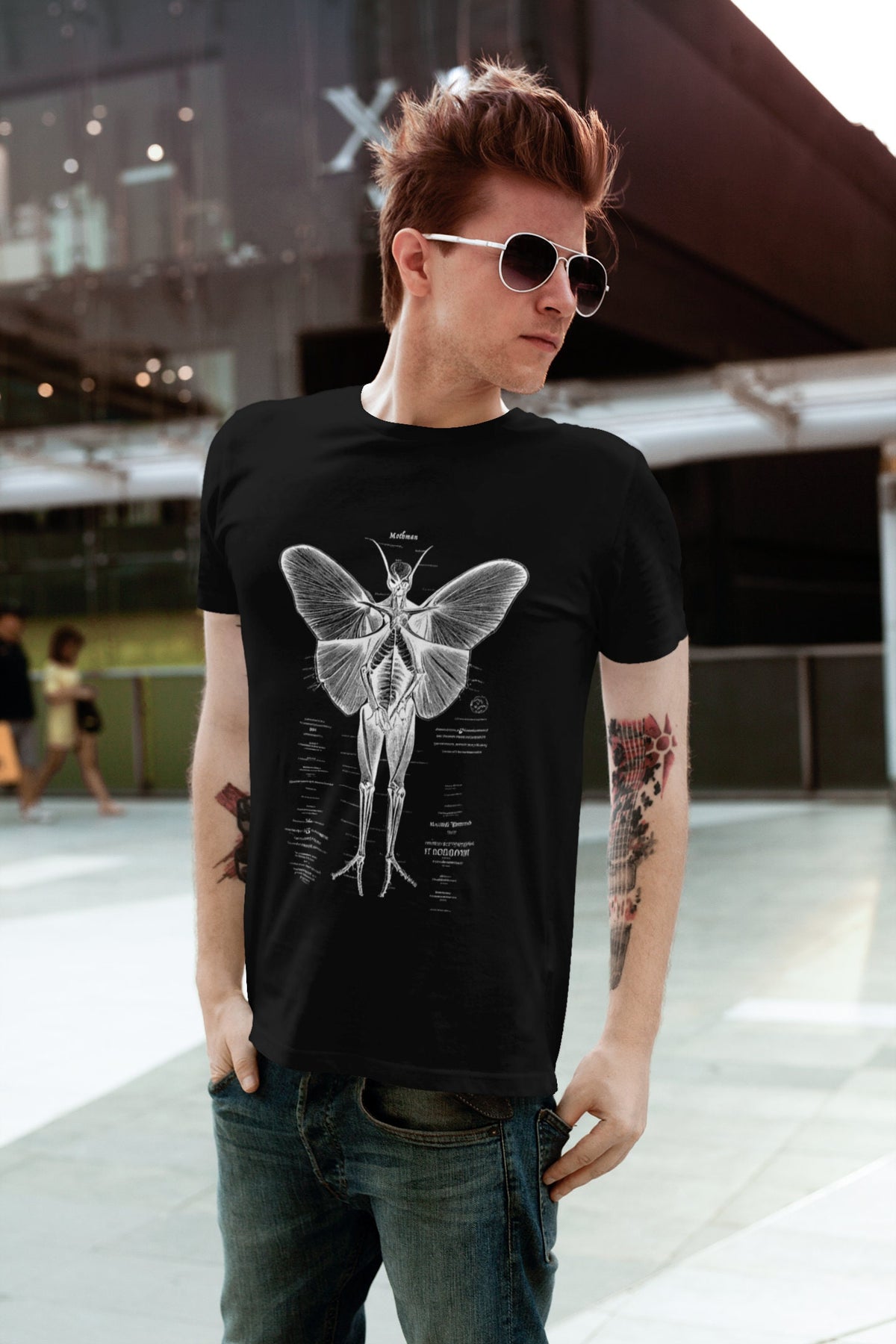 Cryptozoology Shirt, Mothman Arcane Anatomy Two Sided T-Shirt, Cryptid Monster Tee, Horror Gift