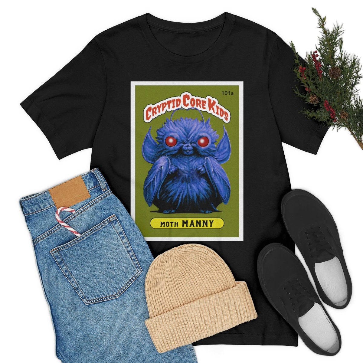 Mothman Tshirt, Funny Cryptid Trading Card Tee, Moth Man Cryptozoology Gift, Cryptidcore Clothing