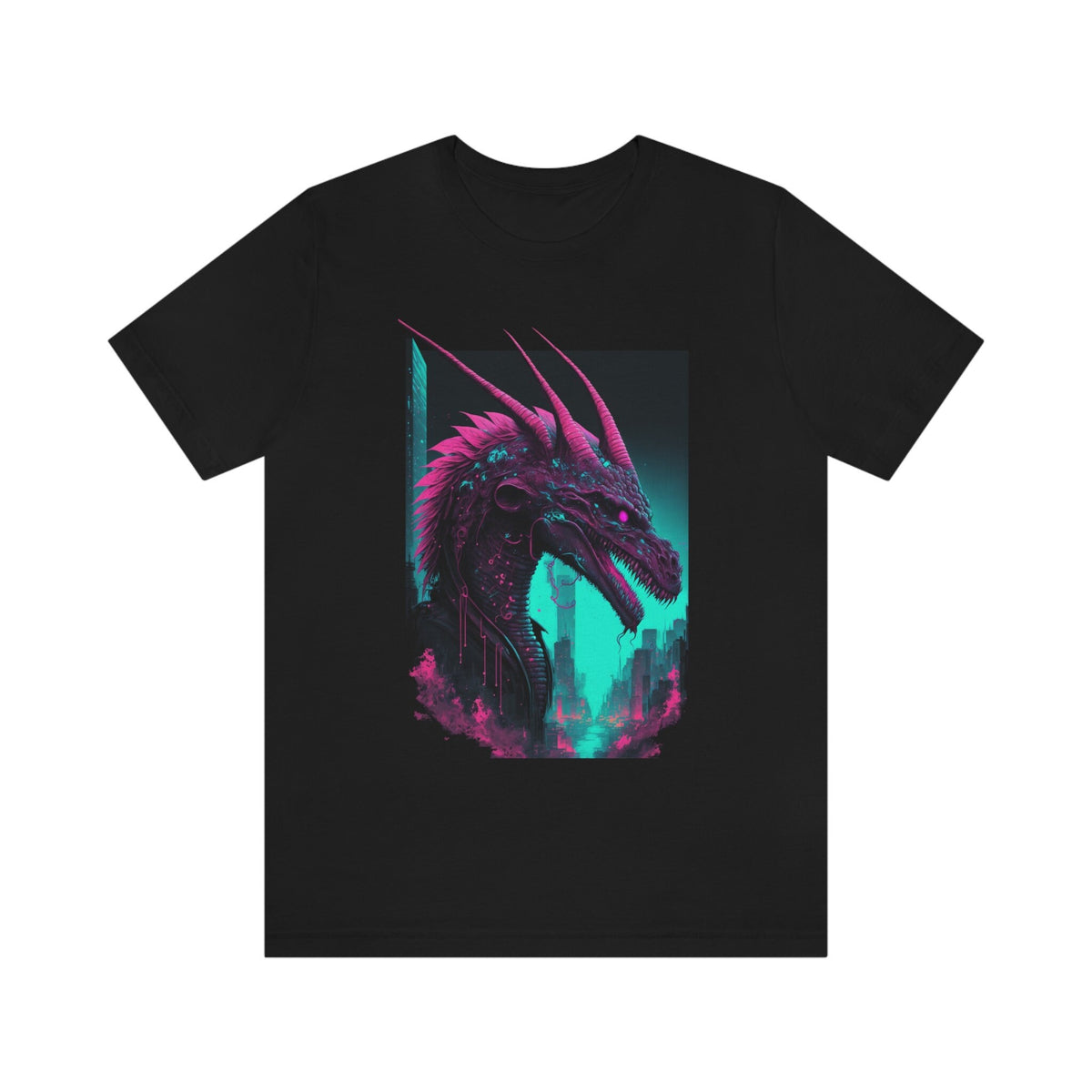 Dragon Shirt, Vaporwave Cyberpunk Dragon Tee, Neon Fantasy Tshirt, Synthwave Gift, Pastel Goth Clothing