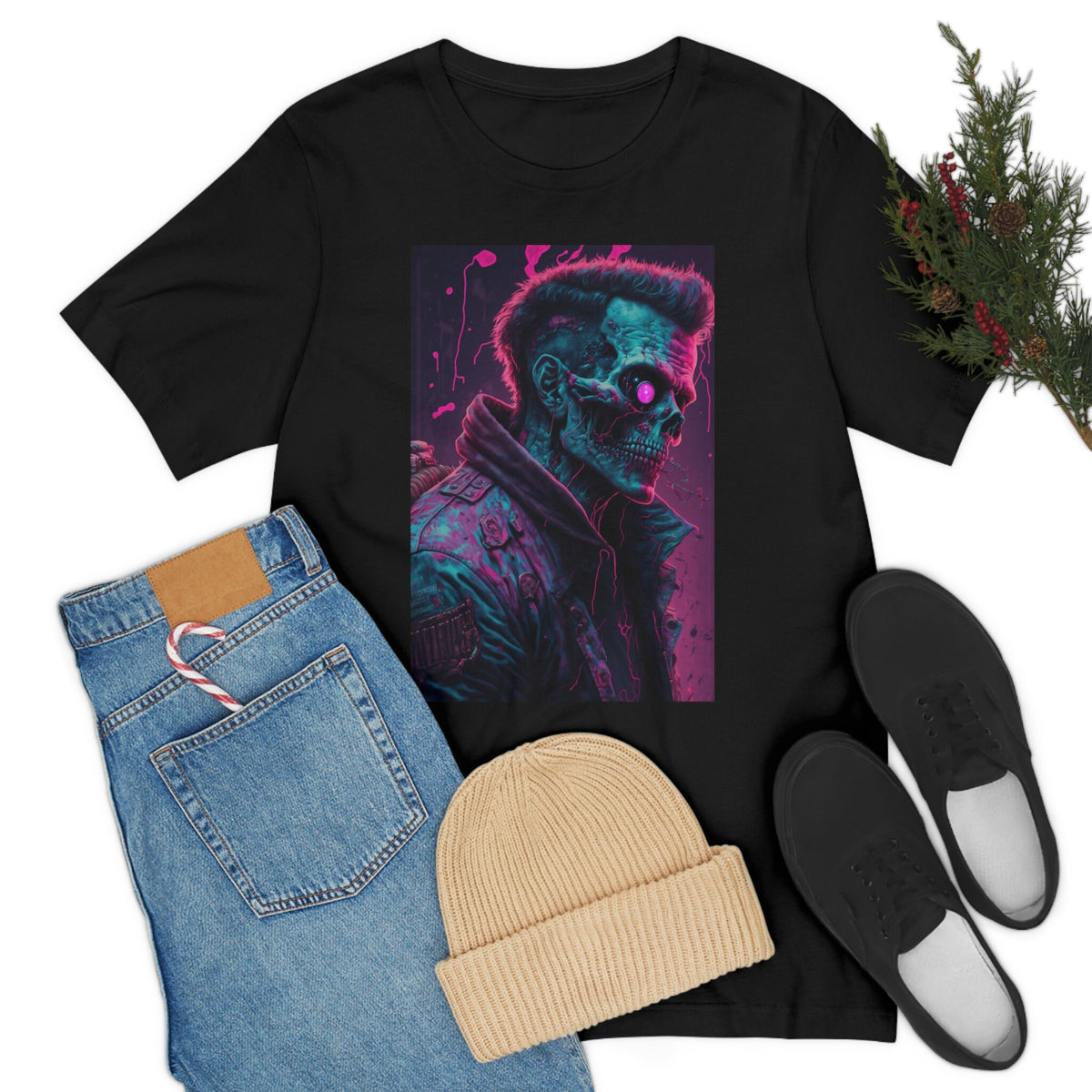 Zombie Shirt, Vaporwave Cyberpunk Undead T-Shirt, Synthwave 80s Retro Horror Gift