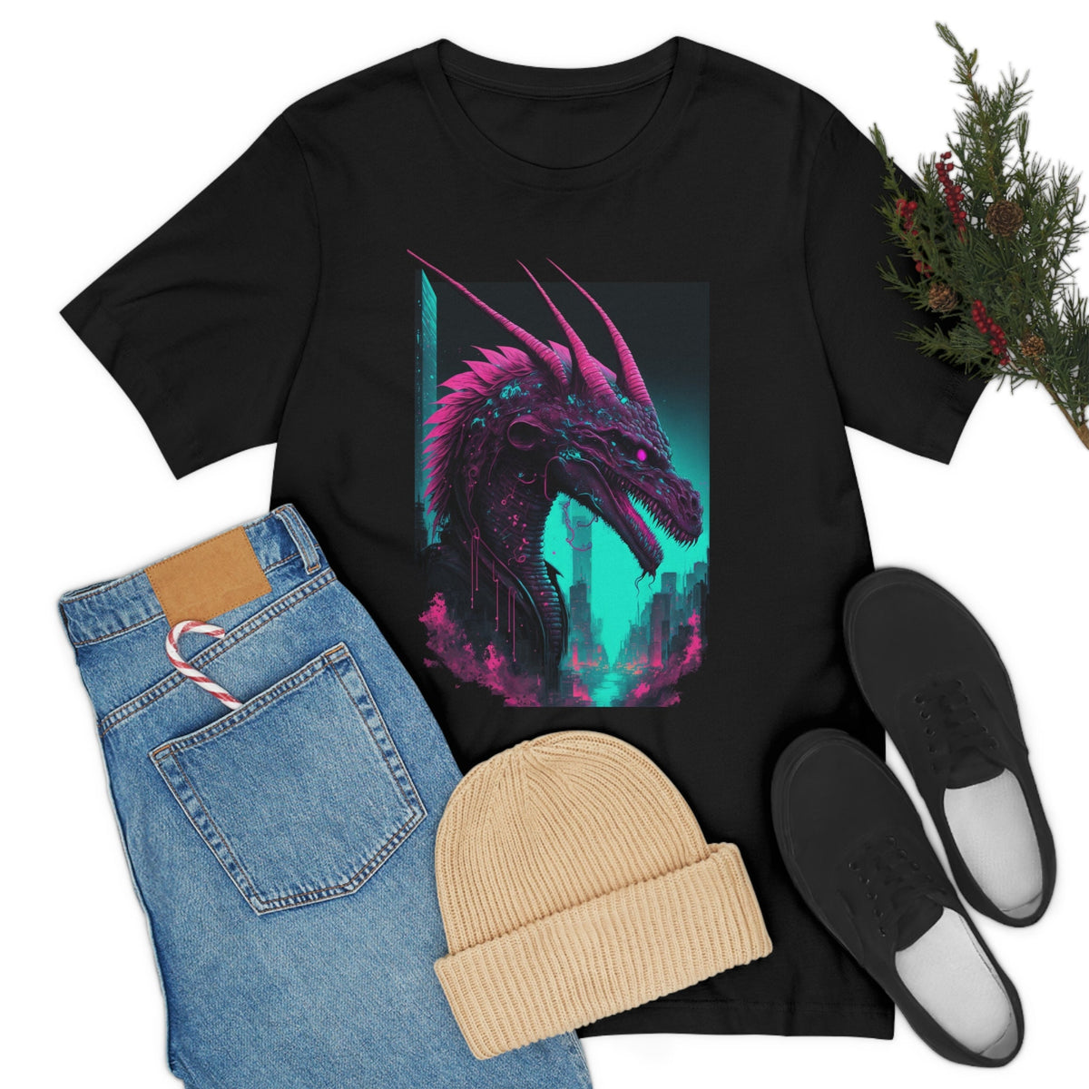 Dragon Shirt, Vaporwave Cyberpunk Dragon Tee, Neon Fantasy Tshirt, Synthwave Gift, Pastel Goth Clothing