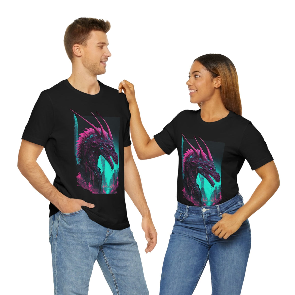 Dragon Shirt, Vaporwave Cyberpunk Dragon Tee, Neon Fantasy Tshirt, Synthwave Gift, Pastel Goth Clothing