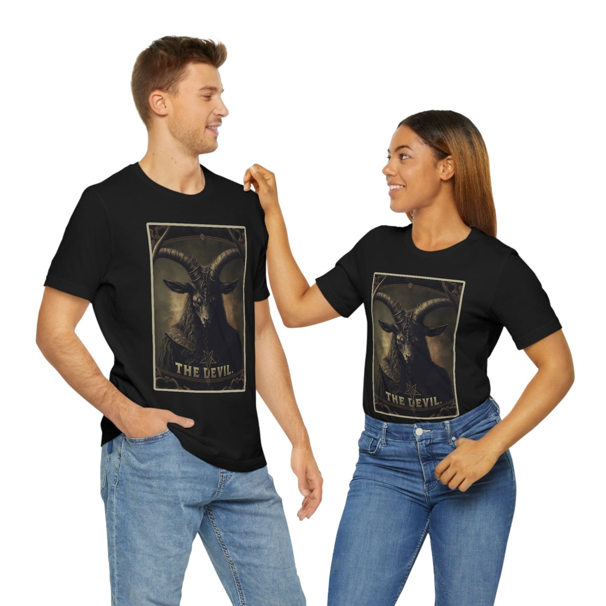 Baphomet Shirt, Devil Tarot Card T-Shirt, Satanic Occult Goth Tee, Lucifer Gift for Witches