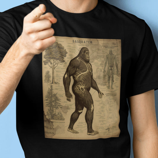 Sasquatch Shirt, Bigfoot Anatomy T-Shirt, Cryptid Cryptozoology Tee, Sasquatch Lover Gift