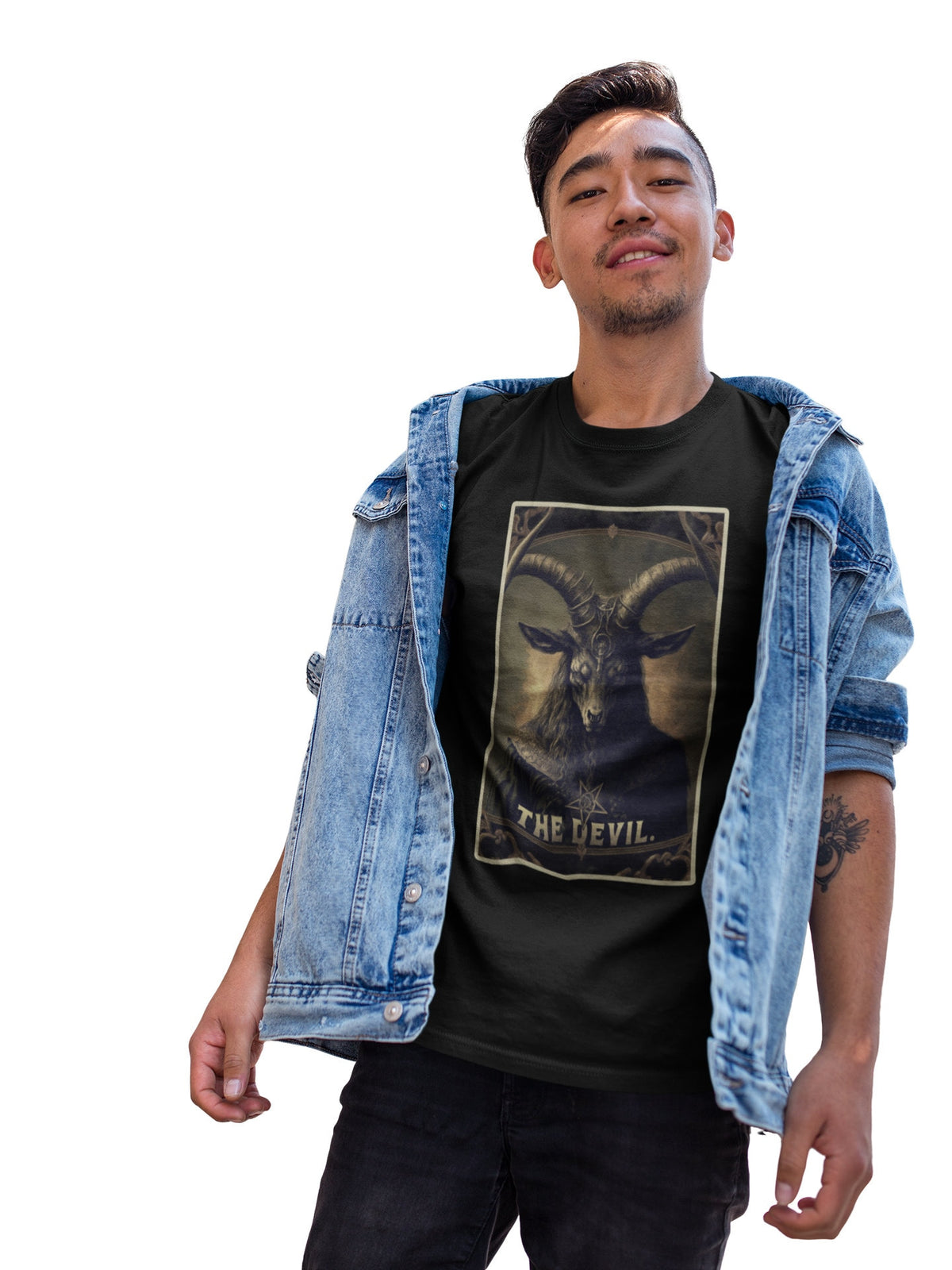 Baphomet Shirt, Devil Tarot Card T-Shirt, Satanic Occult Goth Tee, Lucifer Gift for Witches