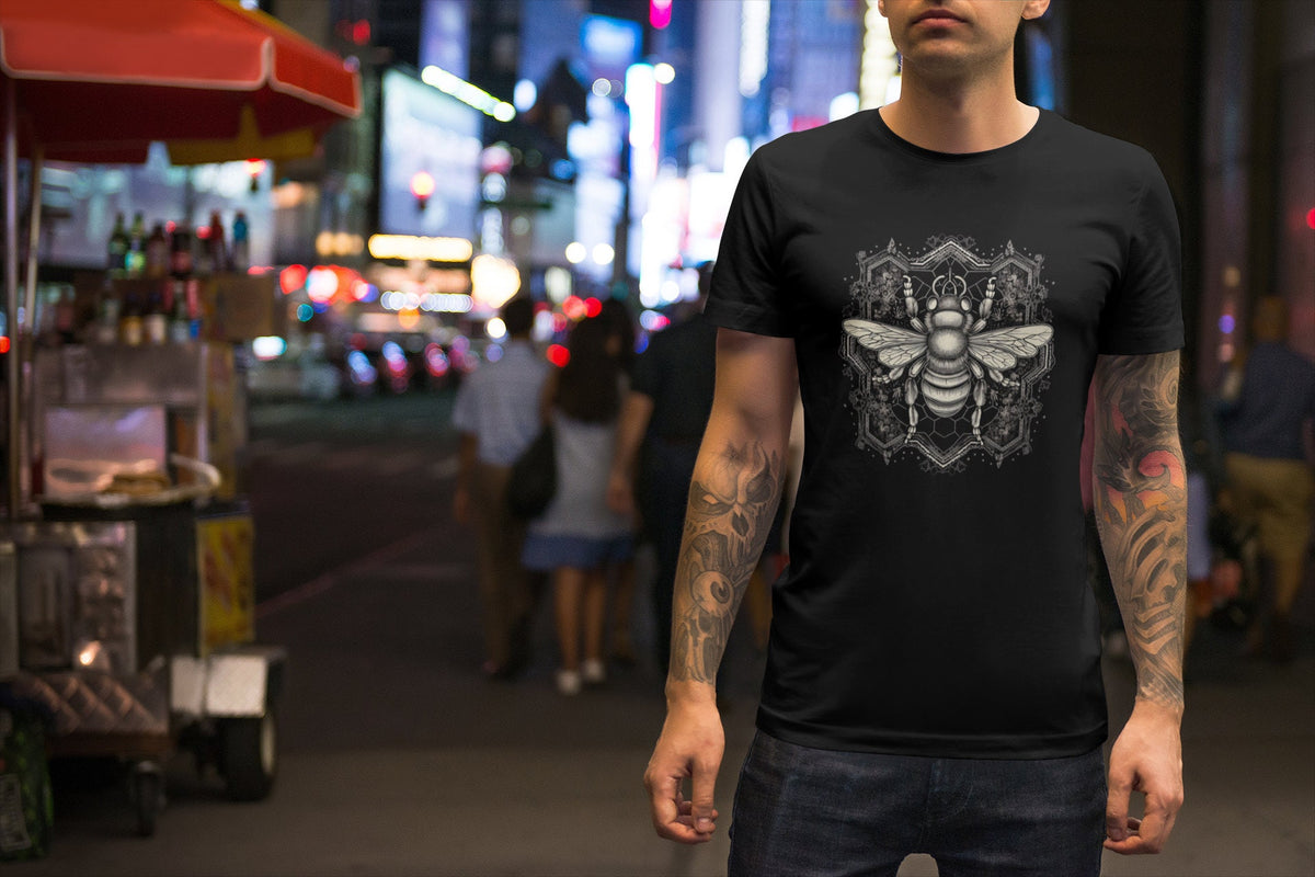 Bee Design T-Shirt | Insect Teeshirt | Goth Shirt | Pagan Clothing | Witch Occult Gift | Vintage Style Fashion
