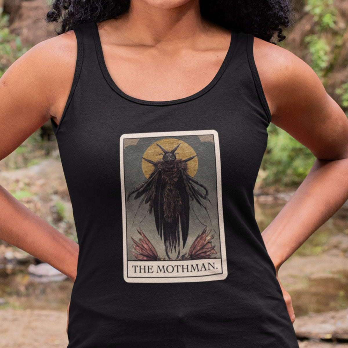 Mothman Tank Top, Cryptid Tarot Card Tanktop, Goth Cryptozoology Gift, Mothman Is Real Tee
