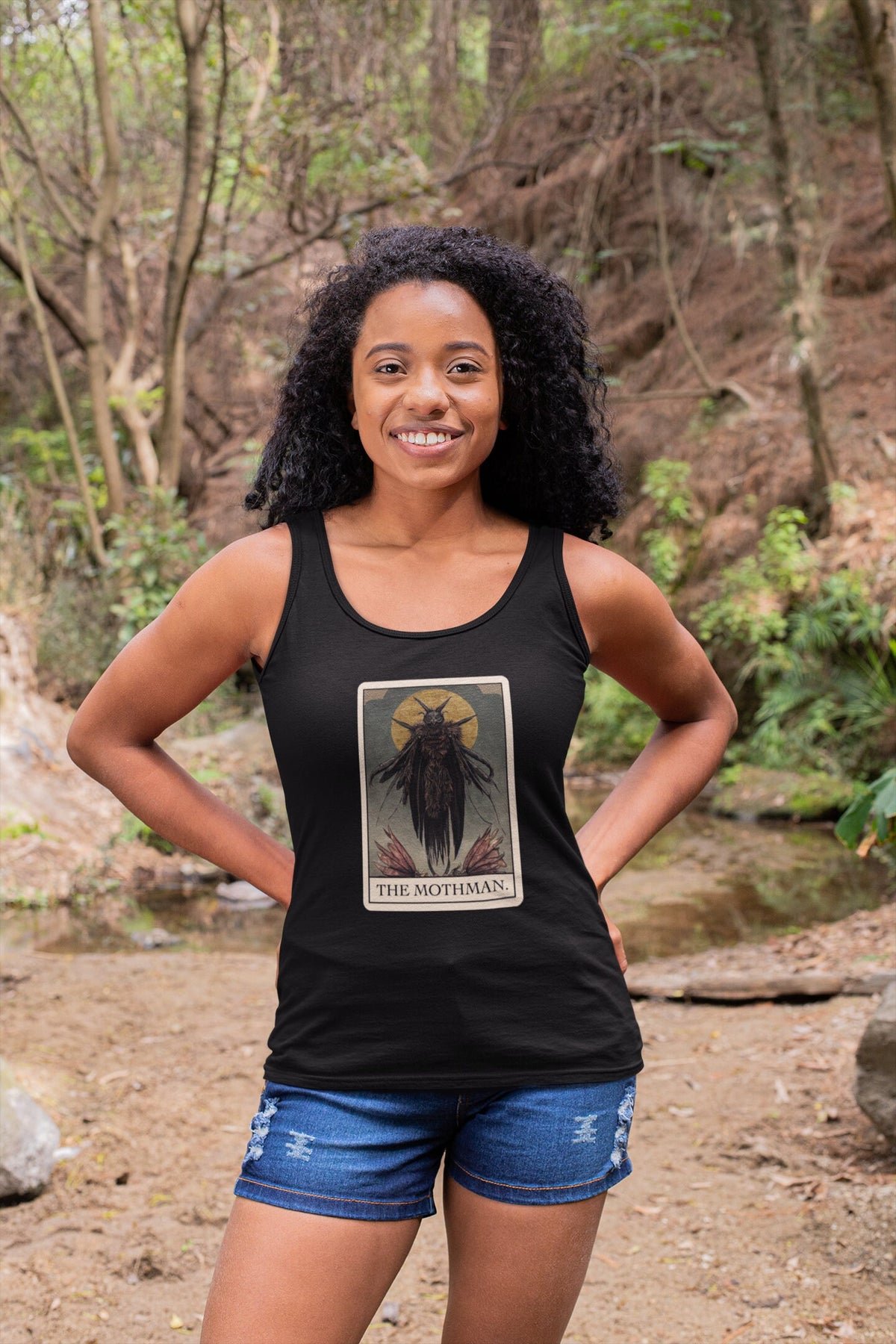 Mothman Tank Top, Cryptid Tarot Card Tanktop, Goth Cryptozoology Gift, Mothman Is Real Tee