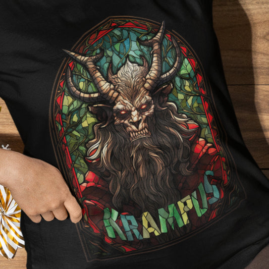 Krampus Shirt, Stained Glass Christmas Devil T-Shirt, Creepy Christmas Tee, Gruss Vom Krampus Gift