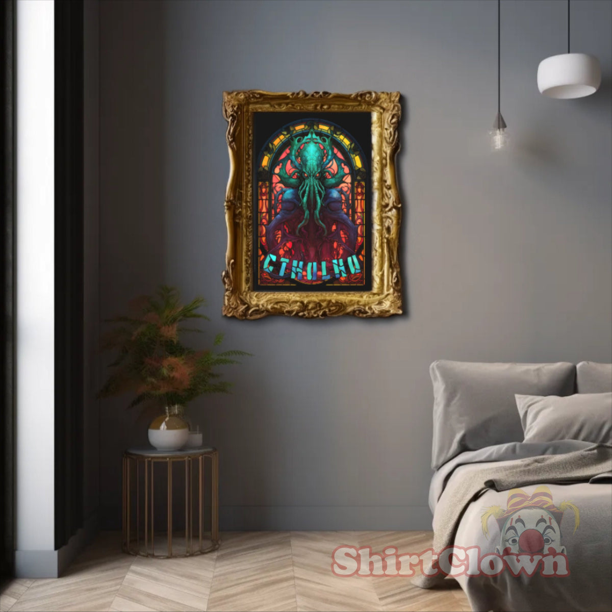 Cthulhu Stained Glass Art Print | HP Lovecraft Artwork | Cult Monster Decor | Horror Gift