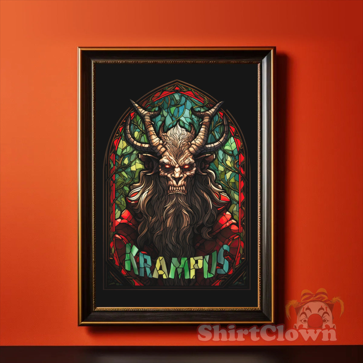 Krampus Stained Glass Poster | Krampus Art | Scary Christmas Decor | Krampus gift | Gruss Vom Krampus