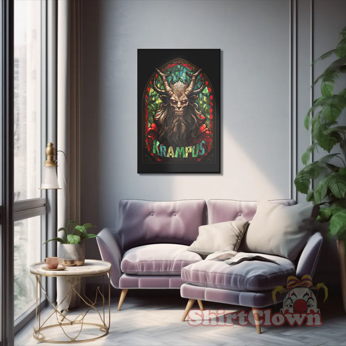 Krampus Stained Glass Poster | Krampus Art | Scary Christmas Decor | Krampus gift | Gruss Vom Krampus