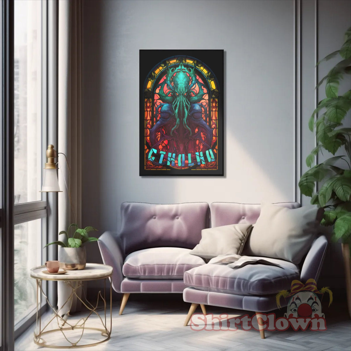 Cthulhu Stained Glass Art Print | HP Lovecraft Artwork | Cult Monster Decor | Horror Gift
