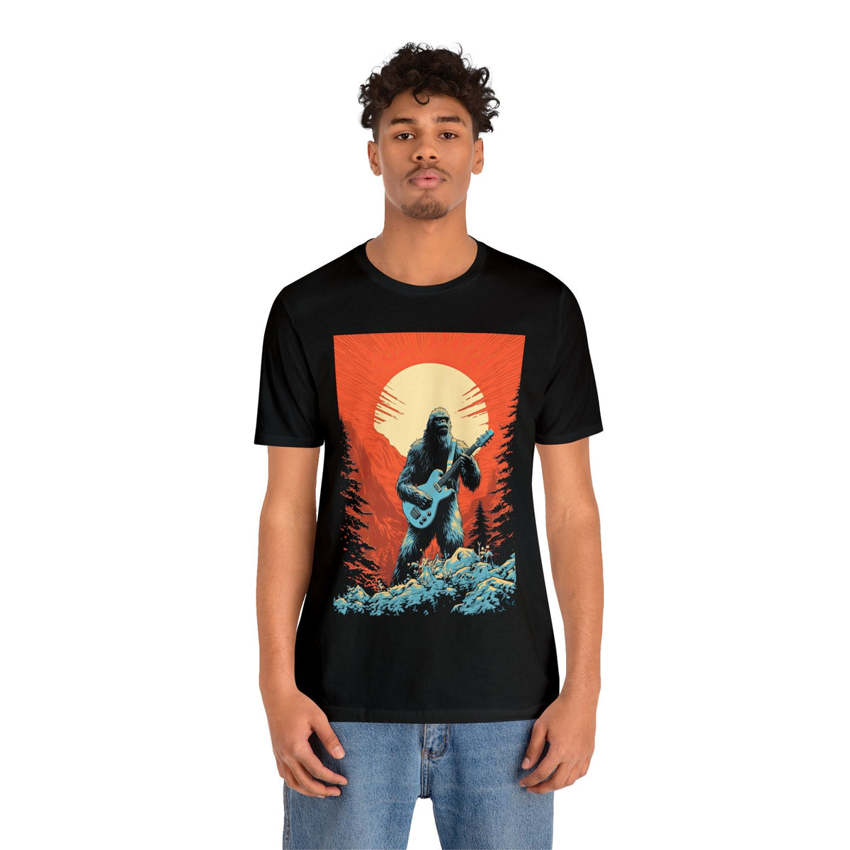 Guitar Shirt, Bigfoot Playing Guitar T-Shirt, Funny Sasquatch Cryptid Tee, Guitarist Musician Gift