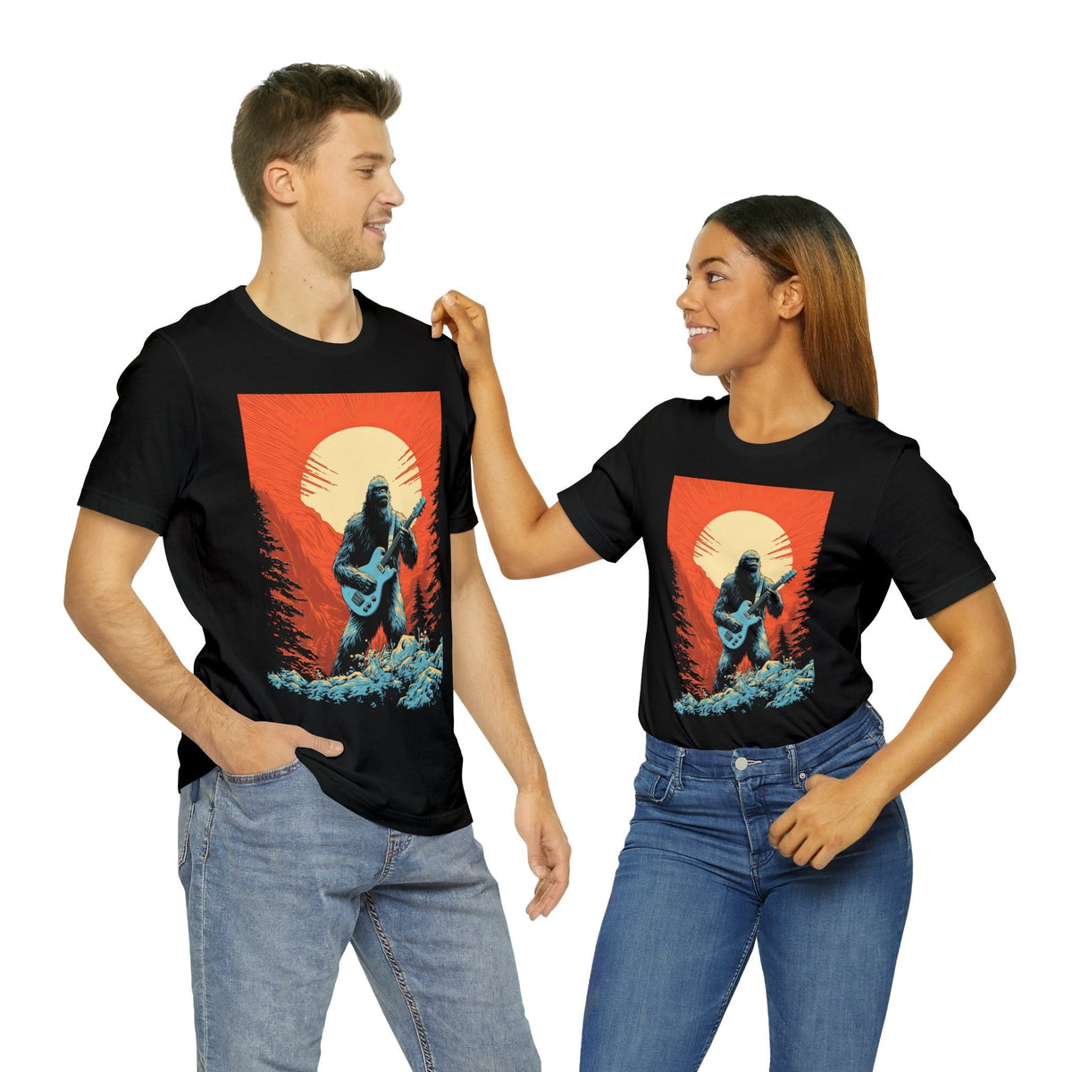 Guitar Shirt, Bigfoot Playing Guitar T-Shirt, Funny Sasquatch Cryptid Tee, Guitarist Musician Gift