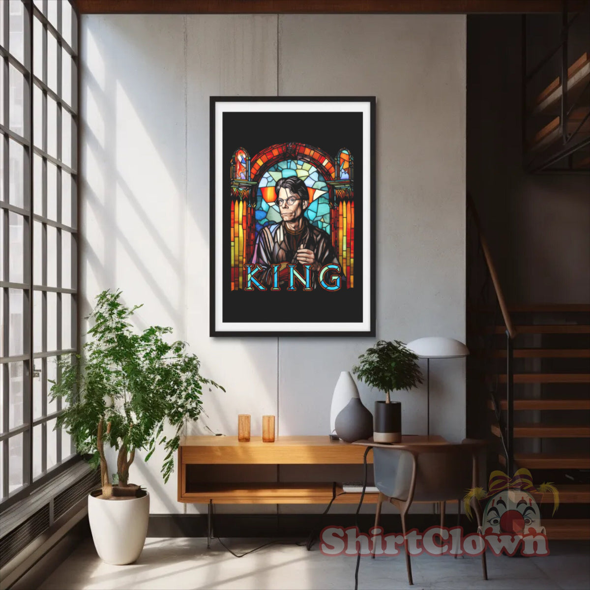 Stephen King Stained Glass Art Print | The King Poster | Horror Wall Art | Author Writer Reader Gift Decor