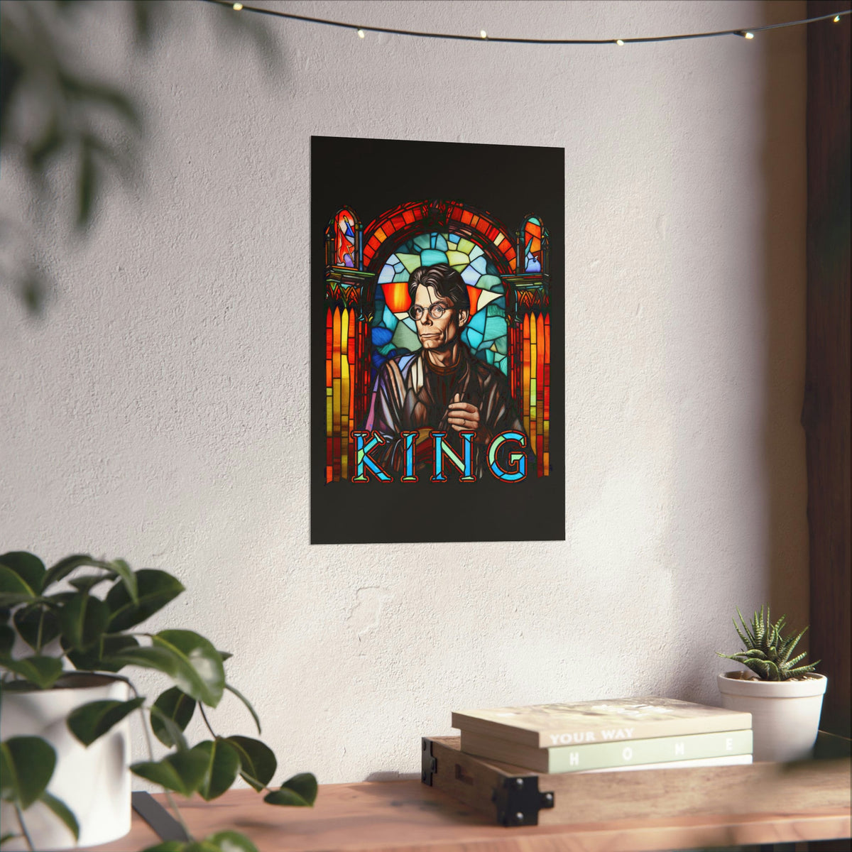 Stephen King Stained Glass Art Print | The King Poster | Horror Wall Art | Author Writer Reader Gift Decor