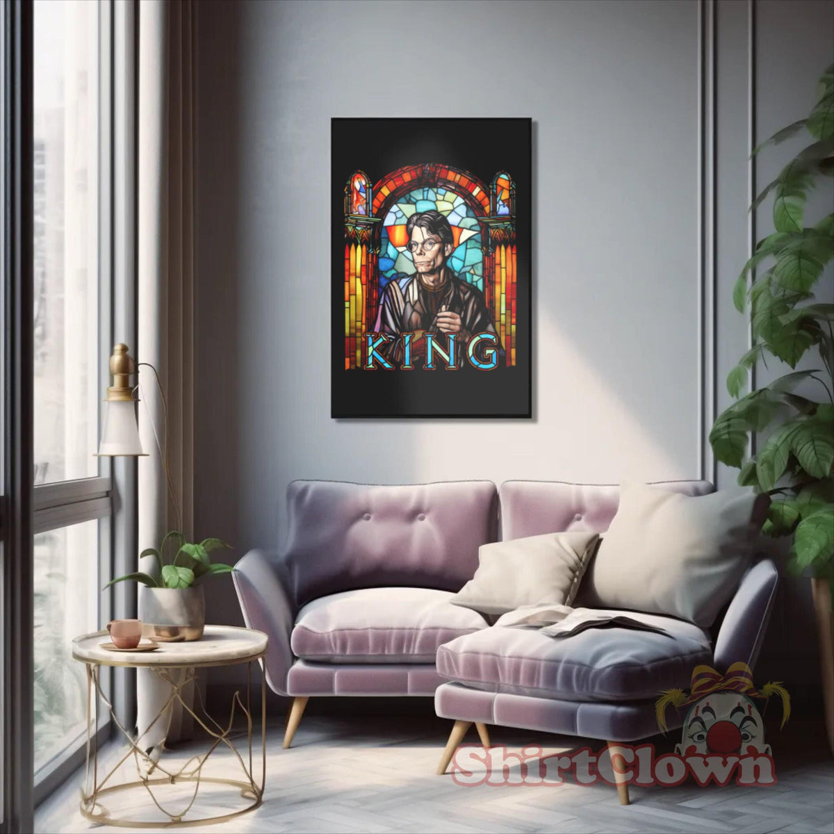 Stephen King Stained Glass Art Print | The King Poster | Horror Wall Art | Author Writer Reader Gift Decor
