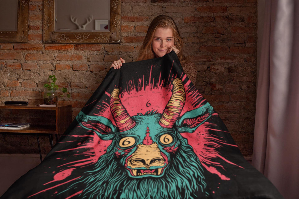 Baphomet Velveteen Plush Blanket | Satanic Throw Blanket | Devil Art | Satan Decor| Occult Style