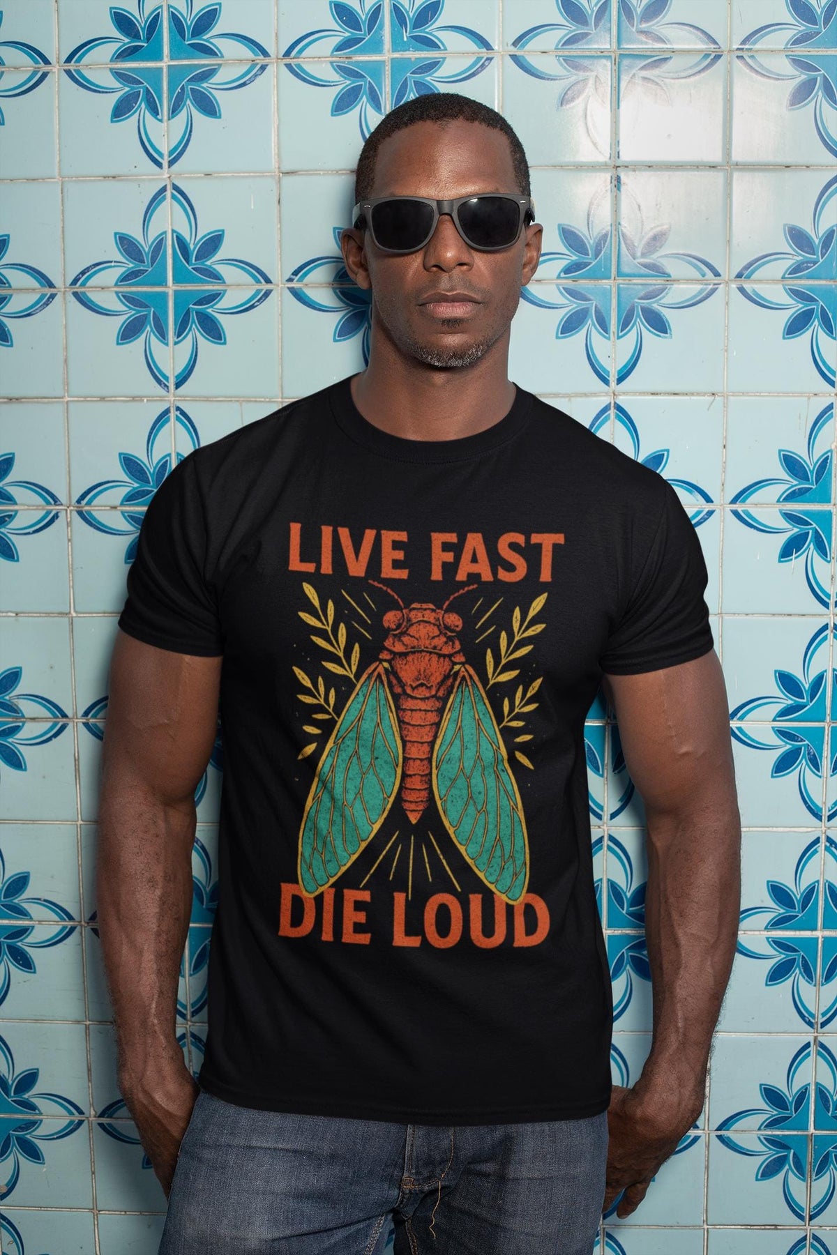 Cicada Shirt, Live Fast Die Loud Insect T-Shirt, Linocut Bug Art Tee, Entomology Gift
