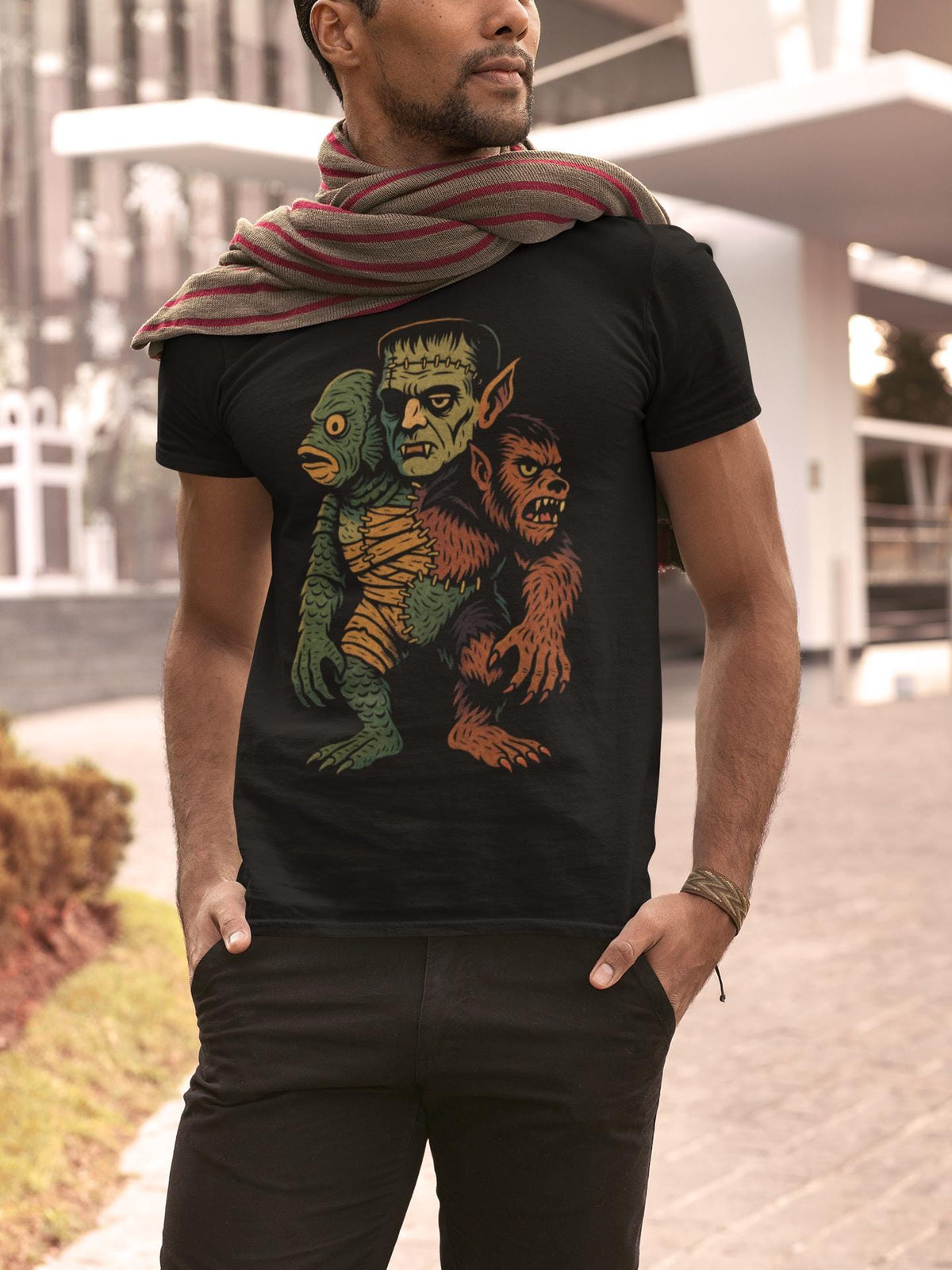 Monster Mash Up Tee Shirt | 3 Color Classic Monster t-shirt | Horror Style | Creature Dracula Mummy Frankenstein Wolfman Werewolf Vampire